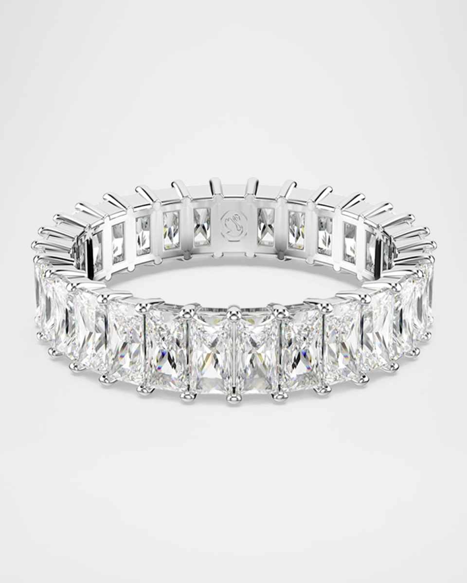 Matrix Rhodium-Plated Baguette-Cut Crystal Band Ring, Size 8